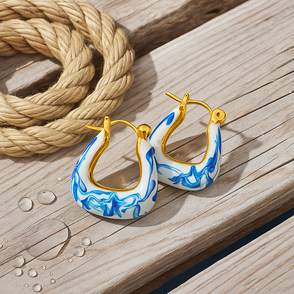 Kaïra™ | Boucles D'Oreilles Vagues Dorées