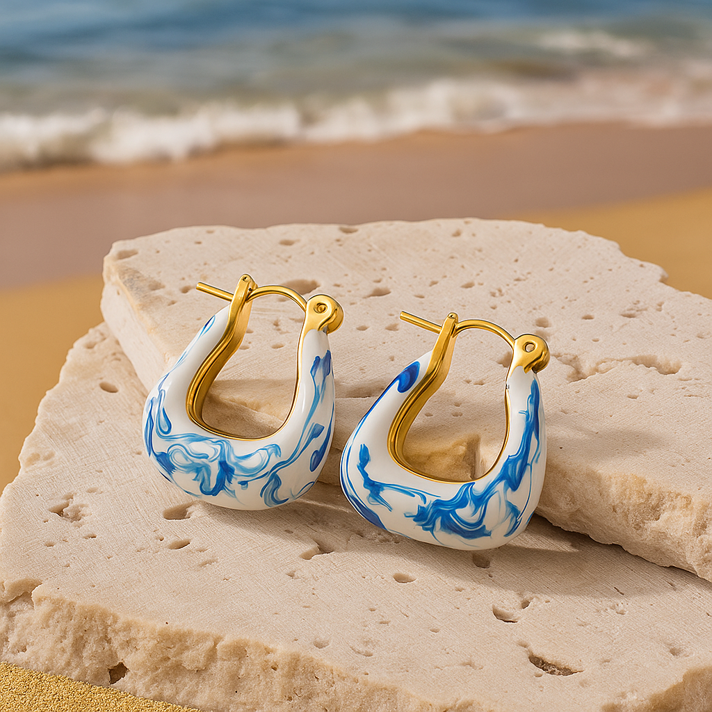 Kaïra™ | Boucles D'Oreilles Vagues Dorées
