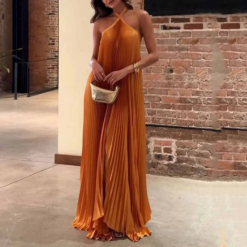 Kyla™ | Robe Longue Plissée Halter Été