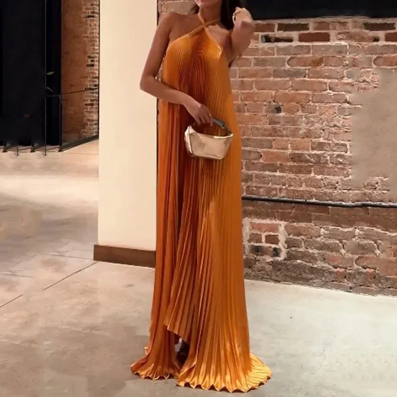 Kyla™ | Robe Longue Plissée Halter Été