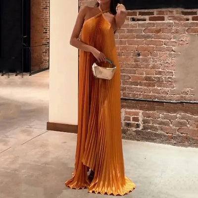 Kyla™ | Robe Longue Plissée Halter Été