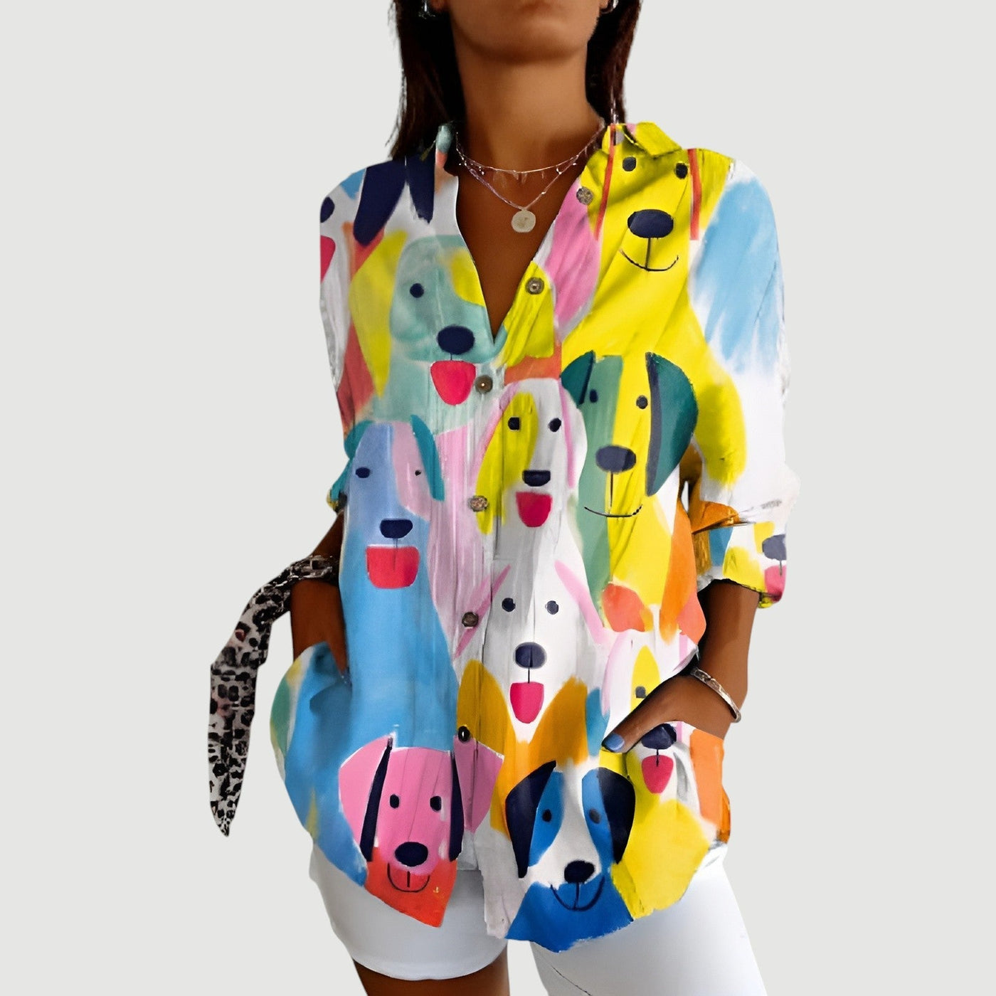 Laura™ | Chemisier Femme Chic à Motif Géométrique