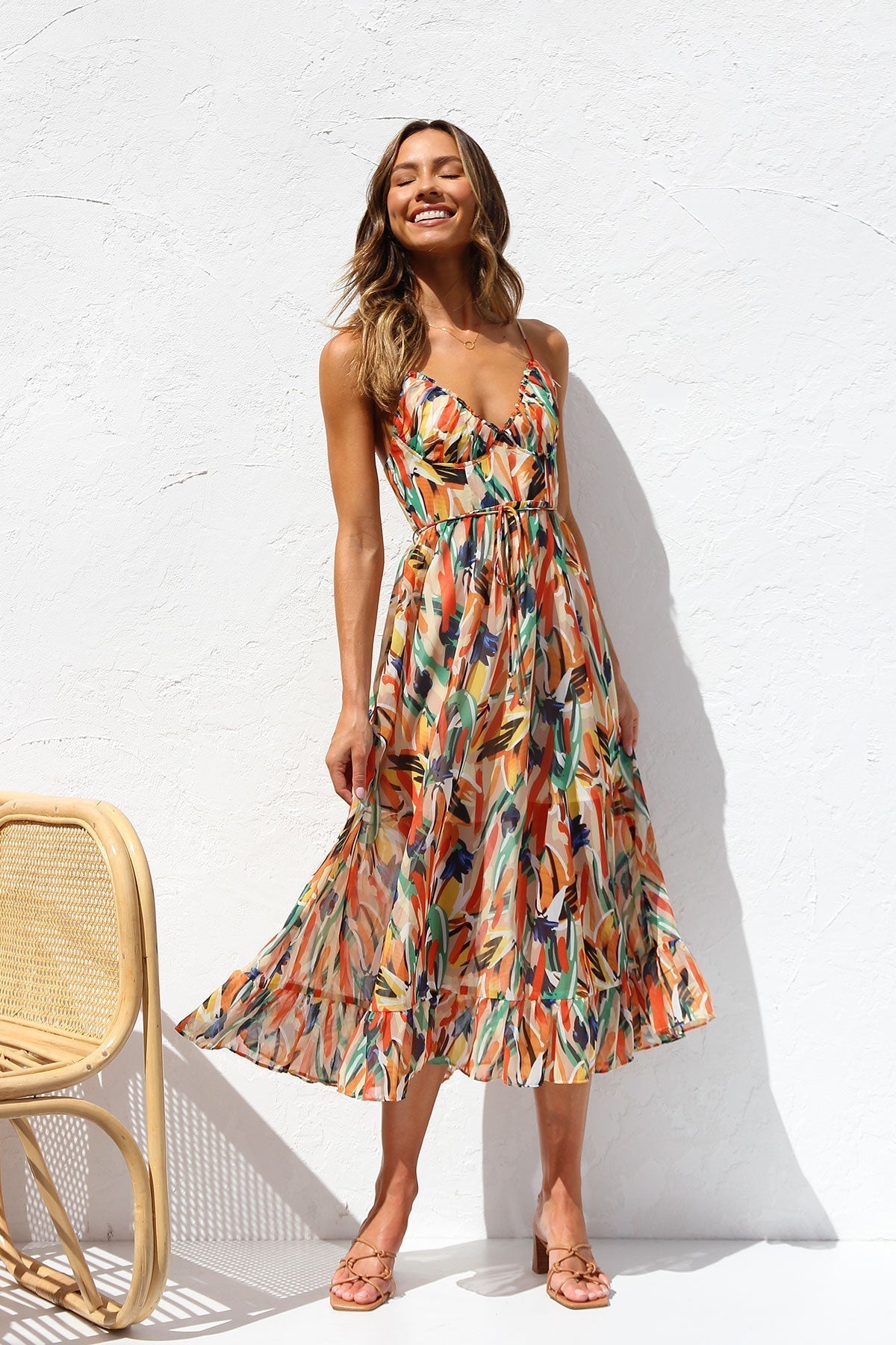 Leia™ | Robe Midi Imprimée Multicolore