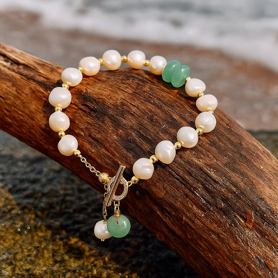 Lira™ | Bracelet en Perles Blancs et Vertes