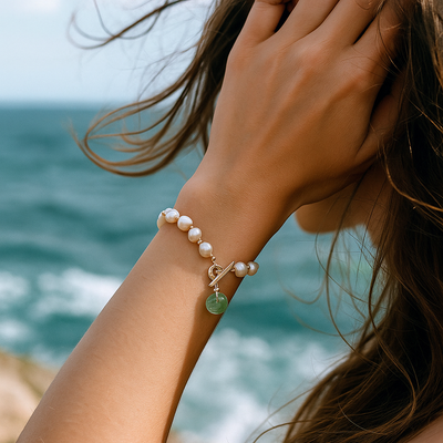 Lira™ | Bracelet en Perles Blancs et Vertes