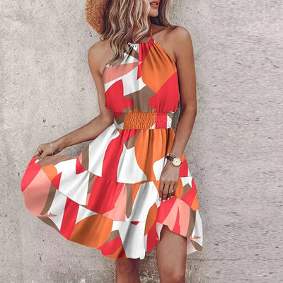 Loxley™ | Robe Mini Imprimée Dos Nu Irregulière