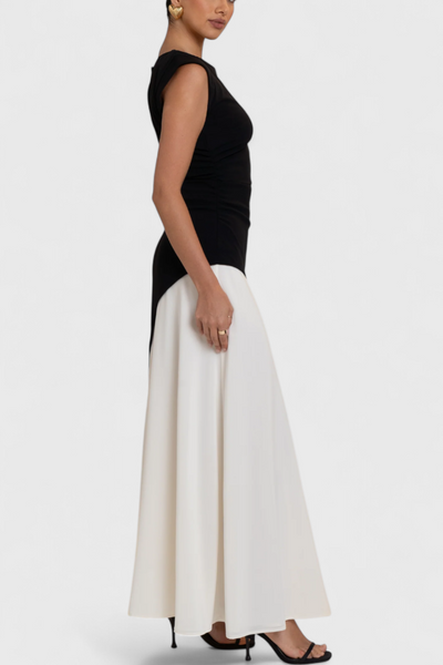 Mallory™ | Robe Midi Bicolore à Coupe Droite