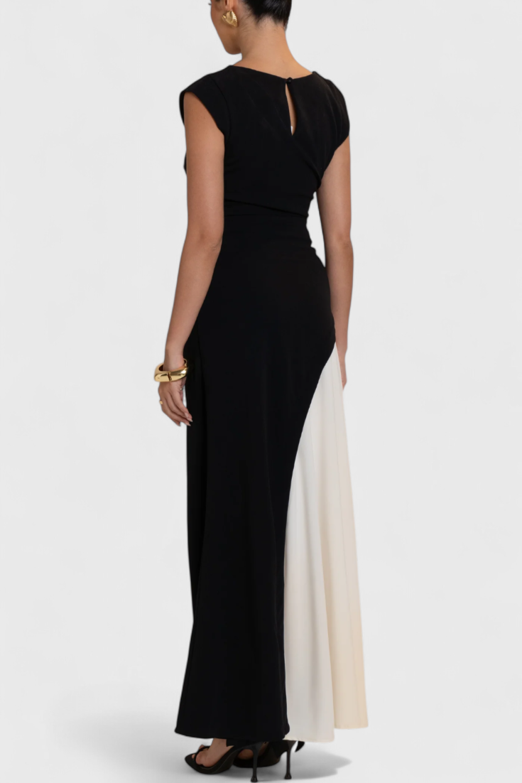 Mallory™ | Robe Midi Bicolore à Coupe Droite