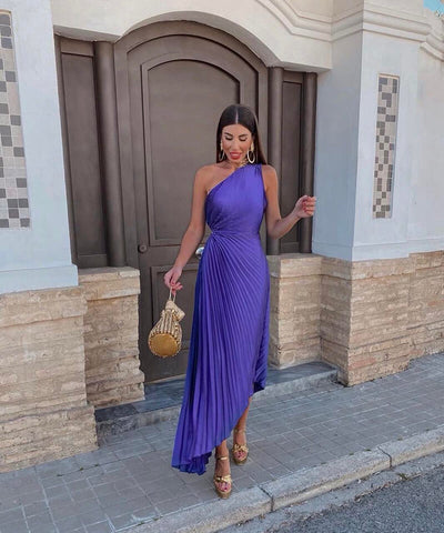 Marjorie™ | Robe Midi Chic À Une Épaule