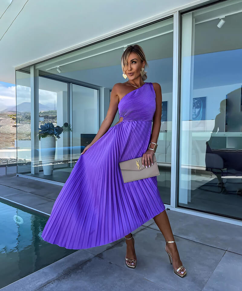 Marjorie™ | Robe Midi Chic À Une Épaule