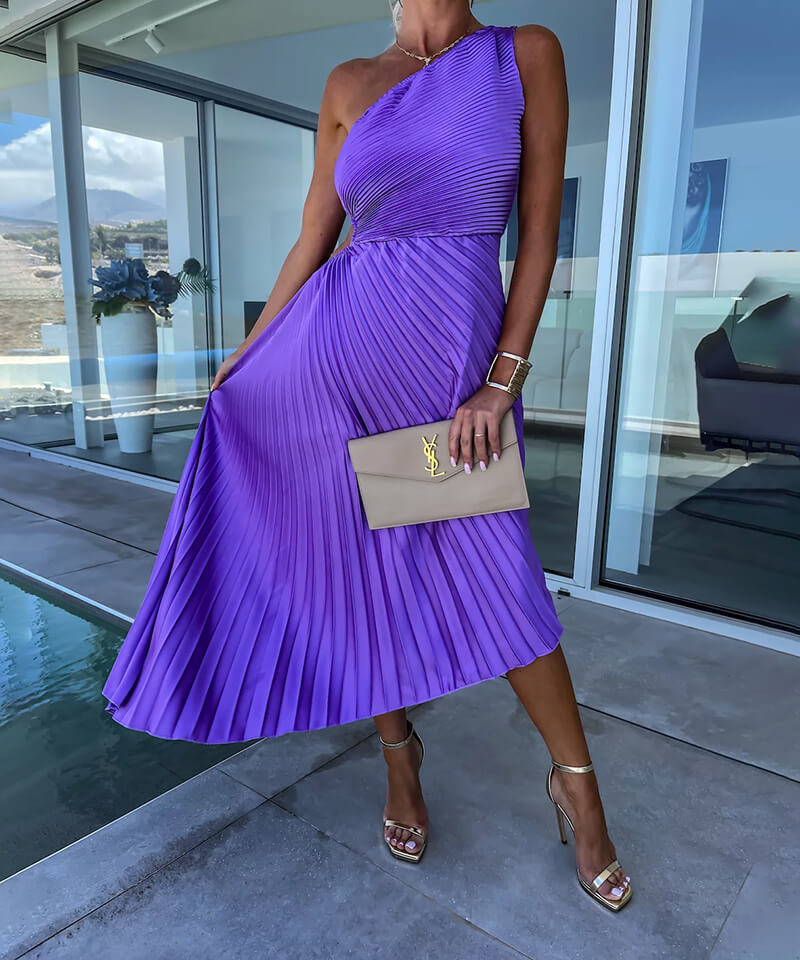 Marjorie™ | Robe Midi Chic À Une Épaule