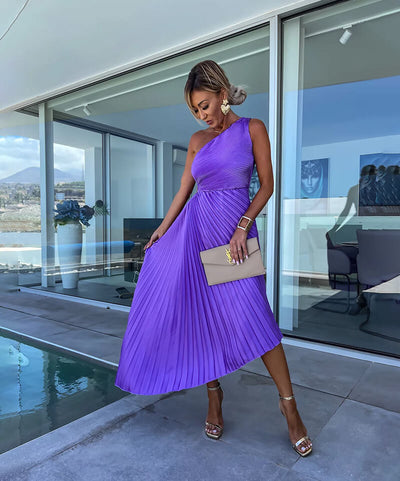Marjorie™ | Robe Midi Chic À Une Épaule