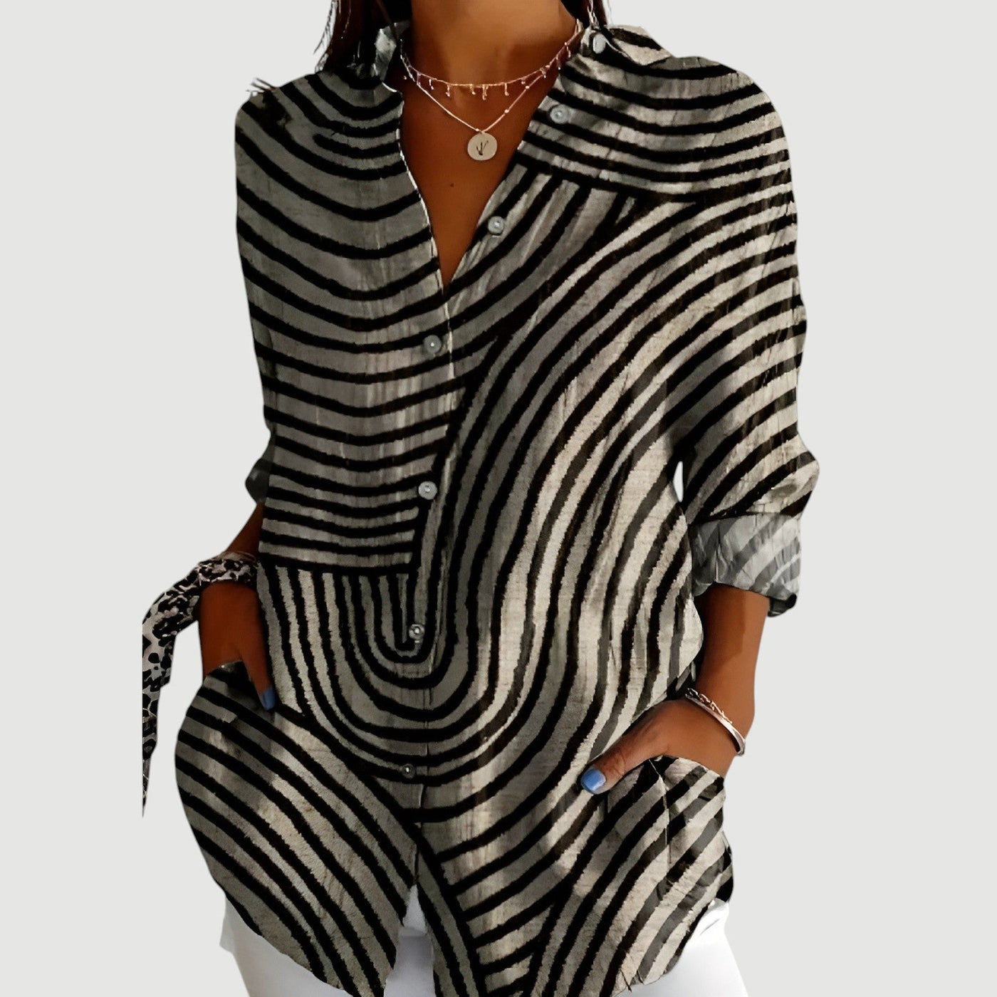 Maya™ | Blouse Femme à Motif Géométrique Chic.
