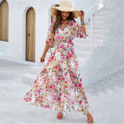 Tina™ | Robe Longue Fleurie Coupe Flatteuse