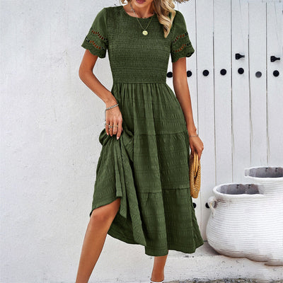Leah™ | Robe Midi Smockée Coupe Flatteuse
