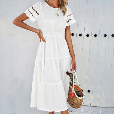Leah™ | Robe Midi Smockée Coupe Flatteuse