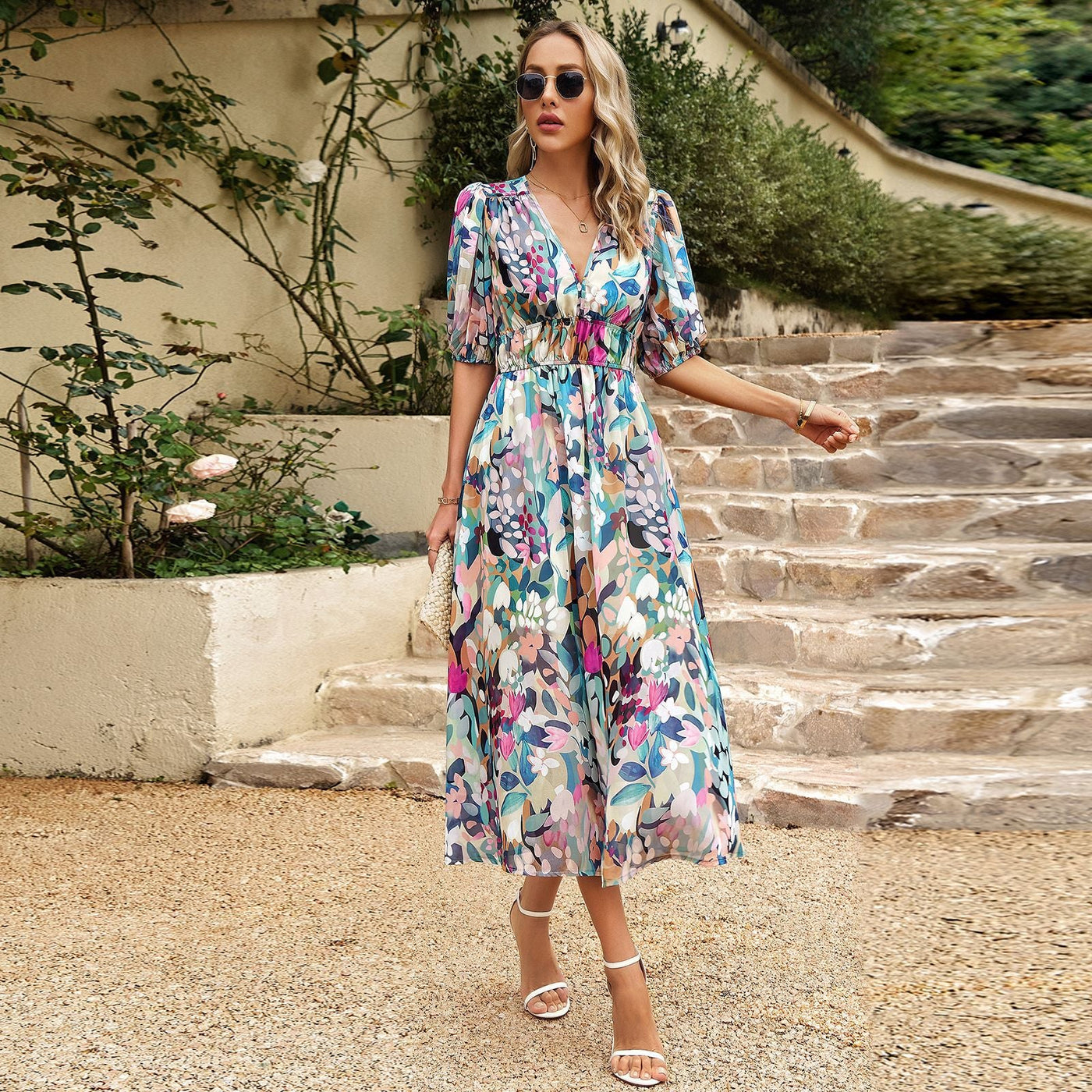 Ruby™ | Robe Midi Fleurie Coupe Flatteuse
