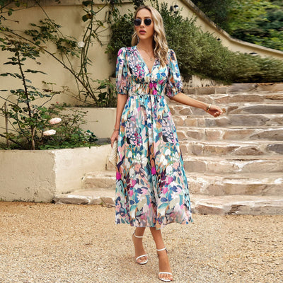 Ruby™ | Robe Midi Fleurie Coupe Flatteuse