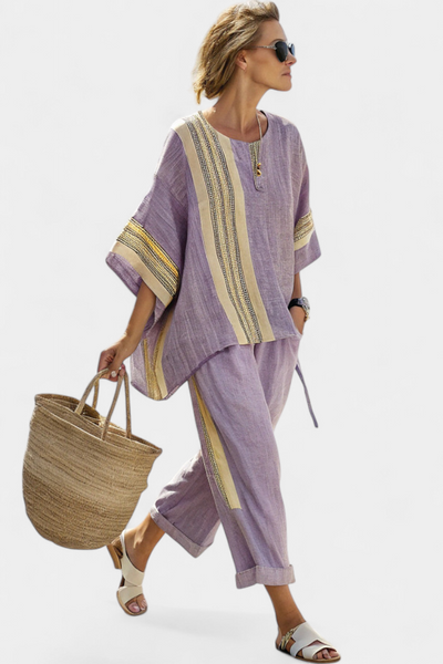 Solène™ | Ensemble Lavande Rayé