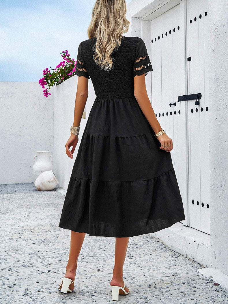 Leah™ | Robe Midi Smockée Coupe Flatteuse