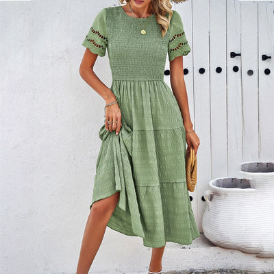Leah™ | Robe Midi Smockée Coupe Flatteuse