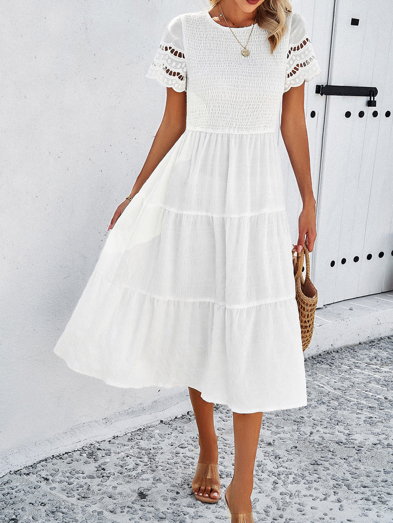 Leah™ | Robe Midi Smockée Coupe Flatteuse