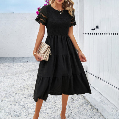 Leah™ | Robe Midi Smockée Coupe Flatteuse