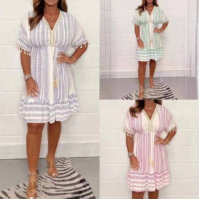 Gail™ - Robe Bohème Vintage à Imprimé Ethnique