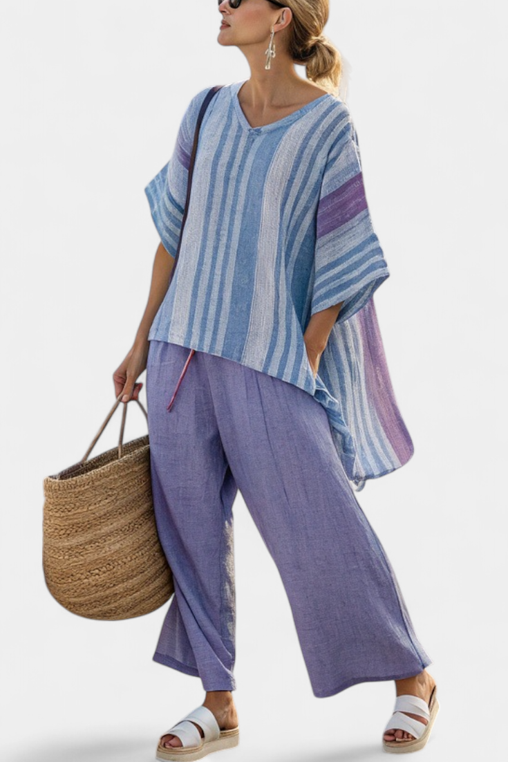 Laurine™ | Ensemble Lavande Rayé