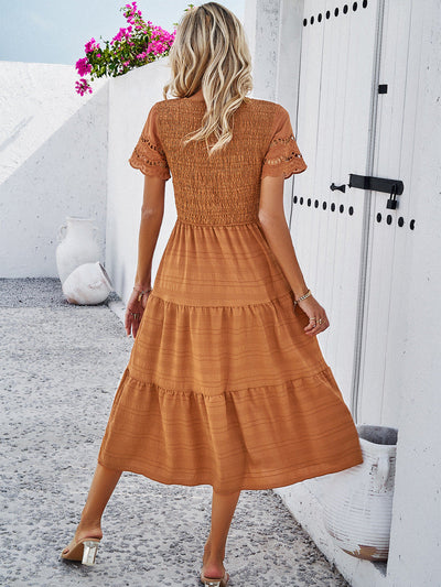 Leah™ | Robe Midi Smockée Coupe Flatteuse