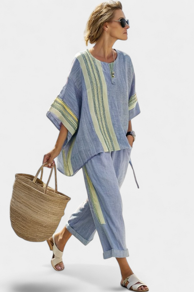 Solène™ | Ensemble Lavande Rayé