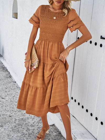 Leah™ | Robe Midi Smockée Coupe Flatteuse