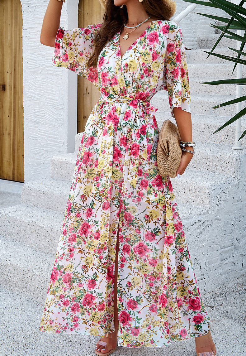 Tina™ | Robe Longue Fleurie Coupe Flatteuse