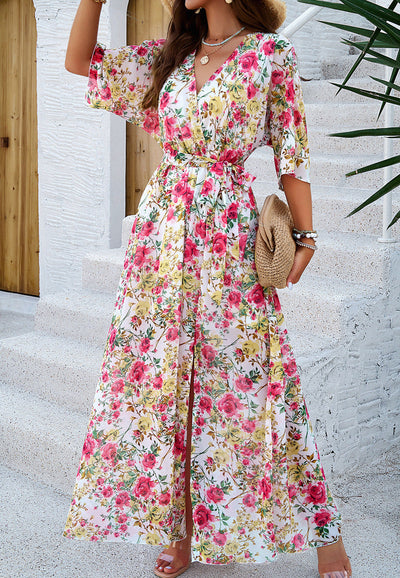 Tina™ | Robe Longue Fleurie Coupe Flatteuse