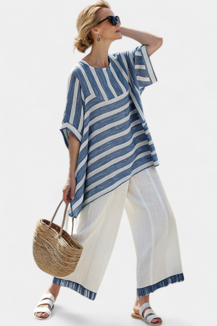 Clara™ | Ensemble Rayé Marin
