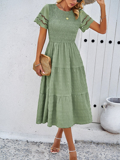 Leah™ | Robe Midi Smockée Coupe Flatteuse