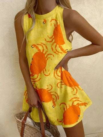 Orvienne™ | Robe Mini Imprimée Crabes