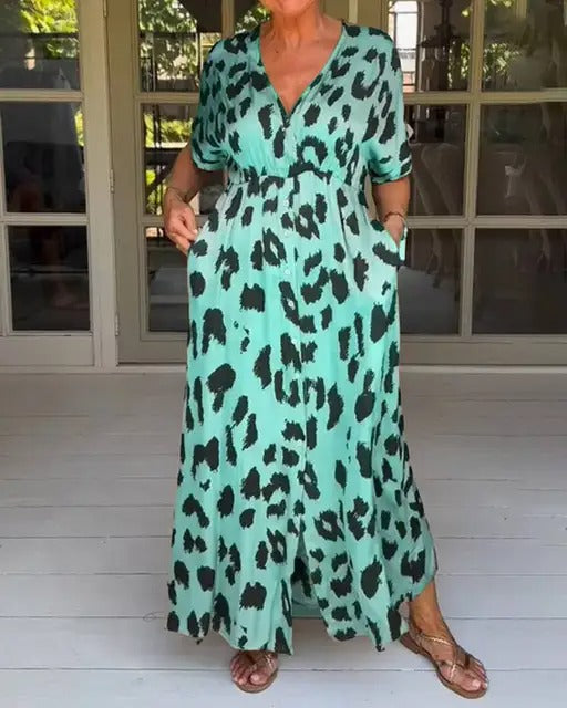 Sophia™ | Robe Longue Imprimé Léopard