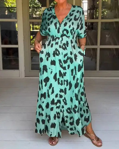 Sophia™ | Robe Longue Imprimé Léopard