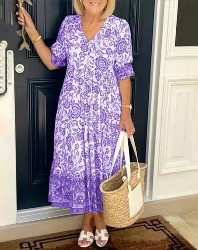 Aria™ | Robe Longue Fleurie à Col V