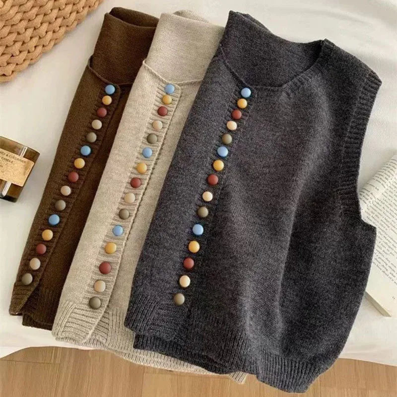 Maribel™ | Gilet Maille Boutons Colorés