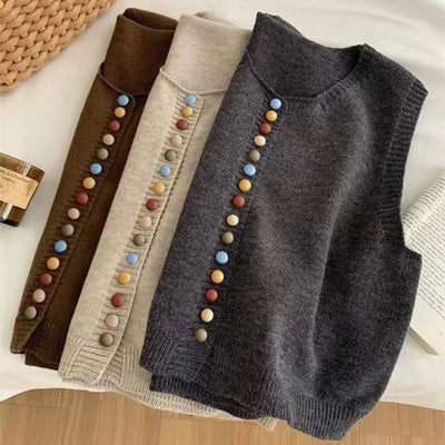 Maribel™ | Gilet Maille Boutons Colorés