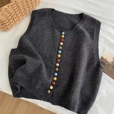 Maribel™ | Gilet Maille Boutons Colorés