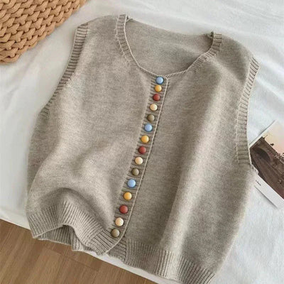 Maribel™ | Gilet Maille Boutons Colorés