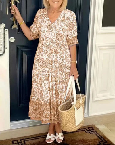 Aria™ | Robe Longue Fleurie à Col V