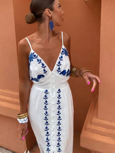 Alessandra™ | Robe à Bretelles Brodée
