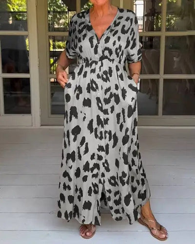 Sophia™ | Robe Longue Imprimé Léopard