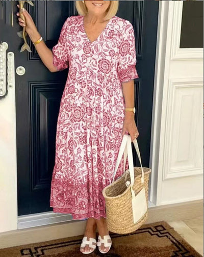 Aria™ | Robe Longue Fleurie à Col V