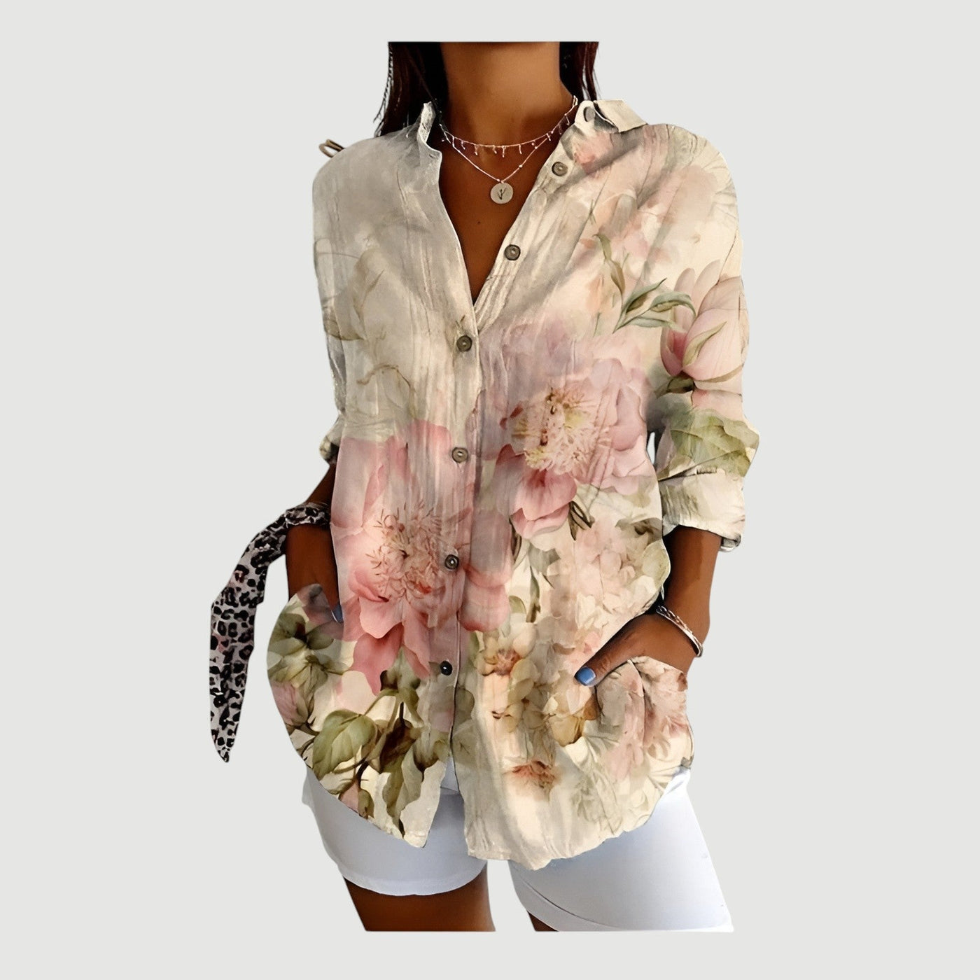 Selena™ | Chemisier Femme Chic à Motif Géométrique.