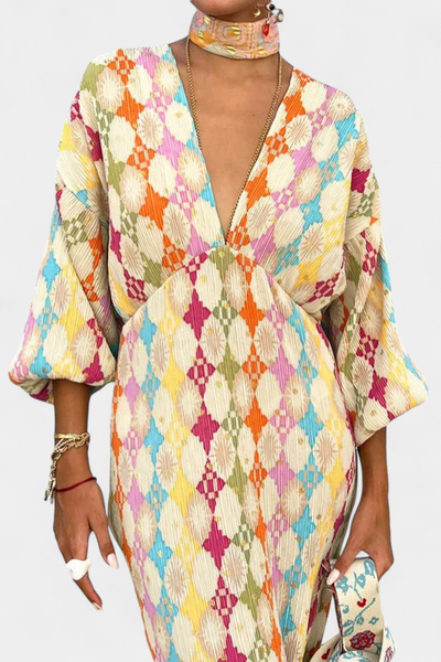 Shanice™ | Robe Longue Imprimé Géométrique Été